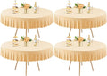 4 Pack Champagne Spandex Round Tablecloths for 72in Table, Stretchy Fitted 6FT Round Table Cloths, Wrinkle Free Table Cover with Skirt for Wedding Birthday Party Bridal Shower Banquet