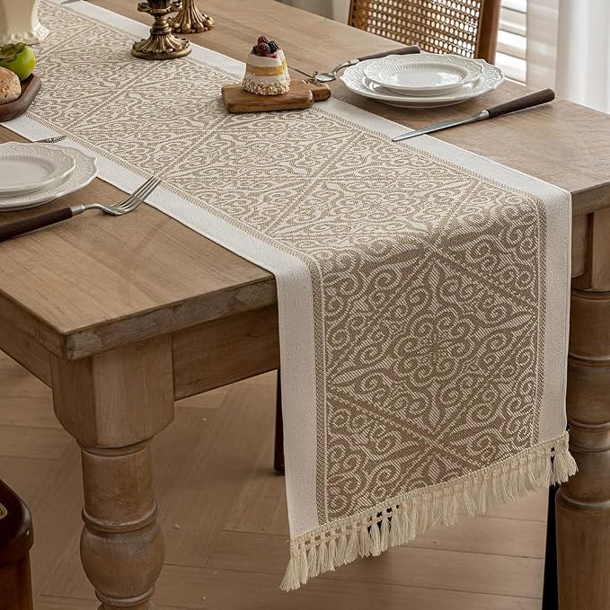 Coffee Totem Linen Table Runner by UWWGKK