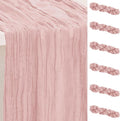 6 Pack Blush Pink Cheesecloth Table Runner 35x120 Inch 10Ft Rustic Gauze Cheese by SuBleer