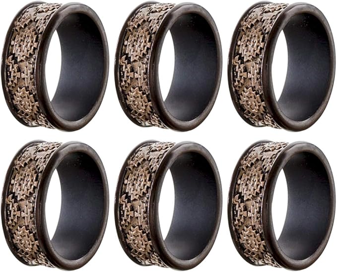 Creative Scents Dublin Brown Napkin Rings Set of 6 - Elegant Dining Table Decor Napkin Holder Rings - Rustic Table Setting Decorations for Thanksgiving, Fall, Holiday Dinner - Table Decor