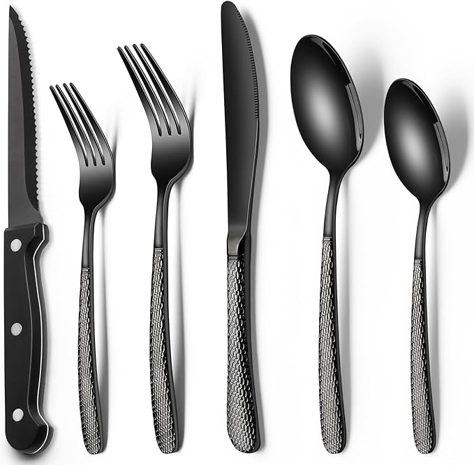 EWFEN 24-Piece Black Silverware Set by EWFEN