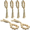 Wood Bead Napkin Rings with Tassel, Boho Party Decor, Jute Farmhouse Decor by suiwotin