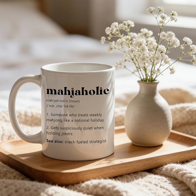Mahjaholic Funny Mahjong Ceramic Mug Gift 11 Oz | Funny Mahjong Dictionary - Image 4