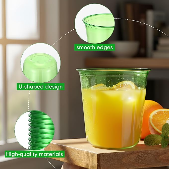 Ziliny 50 Pcs Disposable Stemless Glasses 12oz Crystal Plastic Wine Glasses - Image 4