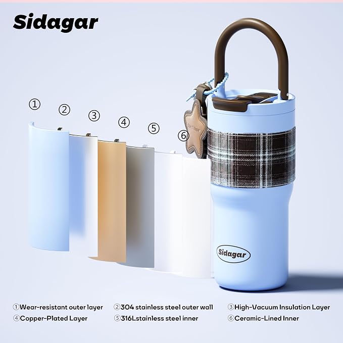 25oz Insulated Tumbler Ceramic Stainless Steel Water Bottle, Leak Proof - Image 9