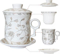 Porcelain Tea Cup with Infuser Lid and Saucer Sets by Unknown