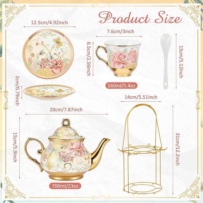 Zhehao 20 Pcs Porcelain Tea Set - Image 2