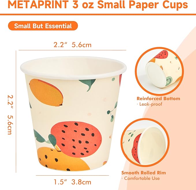 600 Pack 3 oz Bathroom Cups, Disposable Paper Cups with Rolled Rim, Small Paper Mouthwash Cup for Guest Bathrooms, Vanity & Office Use, Off-white