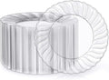 FOCUSLINE 100 Count Clear Plastic Plates 9 Inch, Disposable Heavy Duty Dinner by FOCUSLINE