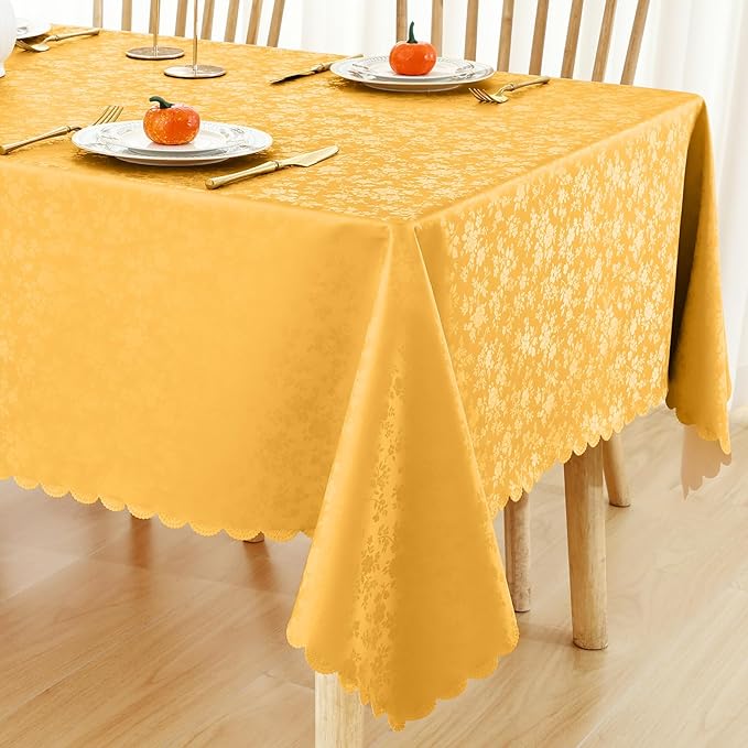 Smiry Square Table Cloth, Waterproof Heavy Duty Vinyl Tablecloths, Wipeable Washable Table Cover for Kitchen and Dining Room (Mustard Yellow, 54" X 54")