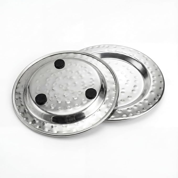 4" Stainless Steel Hammered Drink Coasters Set of 4 - Image 2