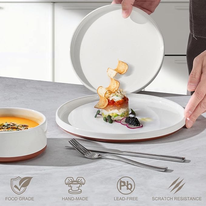 LIANYU 24 Pieces Porcelain Dinnerware Sets, Premium Plates and Bowls Set | - Image 3