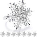 ZeeDix Christmas Silver Snowflake Napkin Rings Set of 8, Napkins Ring for Dinning Table - Rustic Dinner Tables Decoration for Wedding Receptions Christmas Thanksgiving Holiday Party Dinner Parties
