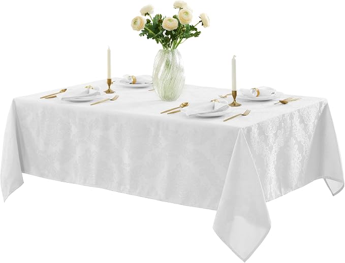 Newbridge Barcelona Luxury Damask Fabric Tablecloth, 52” Wide x 52” Square - Image 5