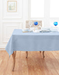 Solino Home Linen Tablecloth 60 x 120 Inch - Classic Hemstitch 100% Pure Linen Sky Blue Table Cloth for Rectangle Tables - Machine Washable Tablecloth for Spring, Easter