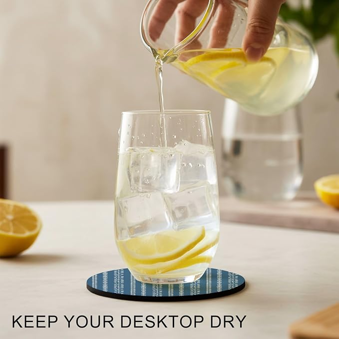 Blue Striped Coasters Set of 4, Absorbent Coasters - Image 2