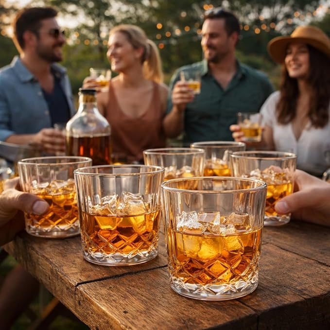Yungyan 24 Pcs Plastic Clear Whiskey Glasses, 10 oz Unbreakable Reusable Old - Image 6