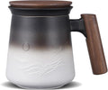 ZENS Tea Infuser Mug with Lid for Loose Tea Steeper, 14.5oz White | Embossed by ZENSLIFESTYLE