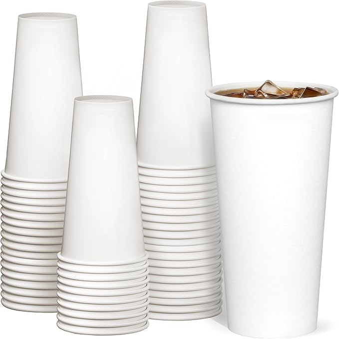 GUSTO 20 oz Disposable White Paper Cups Hot Coffee Cups | Eco-Friendly Material by GUSTO