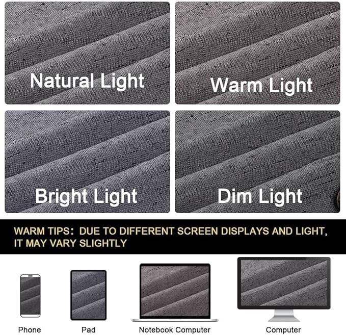 PrinceDeco Blackout Curtains 90" Long 2 Panels Set 100% Blackout Curtains for Bedroom Grommet Top Thermal Insulated with White Liners Flax Textured Full Blackout Window Draperies,W52 X L90, Grey