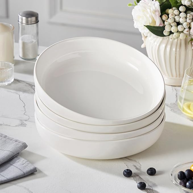 MALACASA 48 Oz Pasta Bowls Set of 4, Ceramic Salad Bowls, and Dishwasher Safe - Image 7