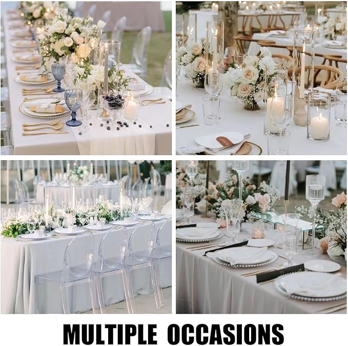 6 Pack White Table Cloth 60 x 102 Inch Polyester tablecloths for 6 Foot Rectangle Tables, Stain and Wrinkle Resistant Washable Fabric White Table Covers for Parties, Wedding, Banquet, Dining