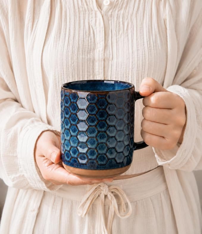 GBhome Coffee Mugs Set of 6, 16 oz Blue Coffee Cups - Image 4