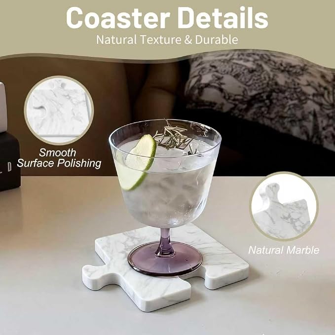 Marble Coasters Set of 4, Aturalux Luxury Aesthetic Modern Decor - Image 2