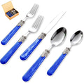20 pieces 18/10 Stainless Steel Silverware Sets With Deep Blue Handle,Vintage Cutlery Sets,Sliverware set Service for 4,Dishware Safe (20, Deep Blue)