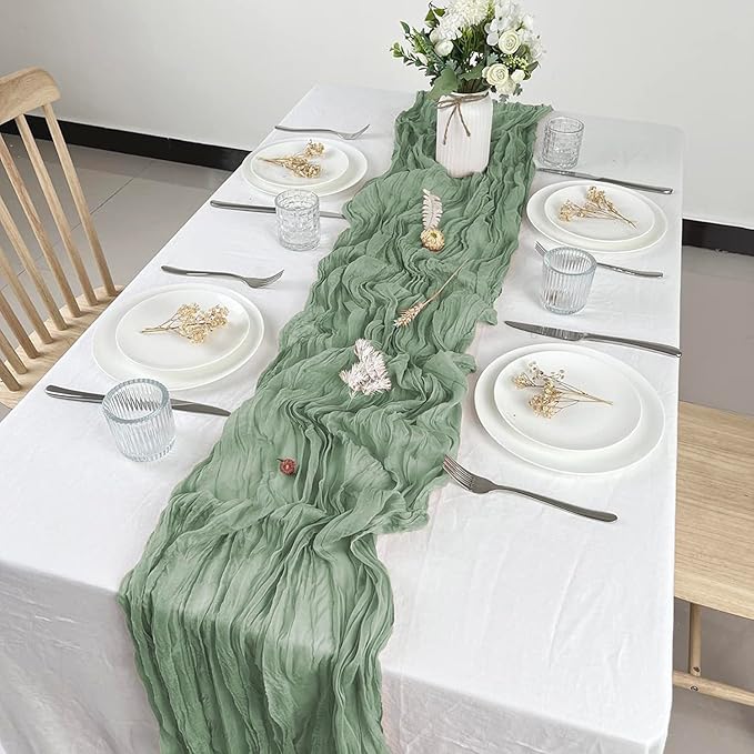 12 Pcs Sage Green Cheesecloth Table Runner 13ft Boho Gauze Cheesecloth Table - Image 2
