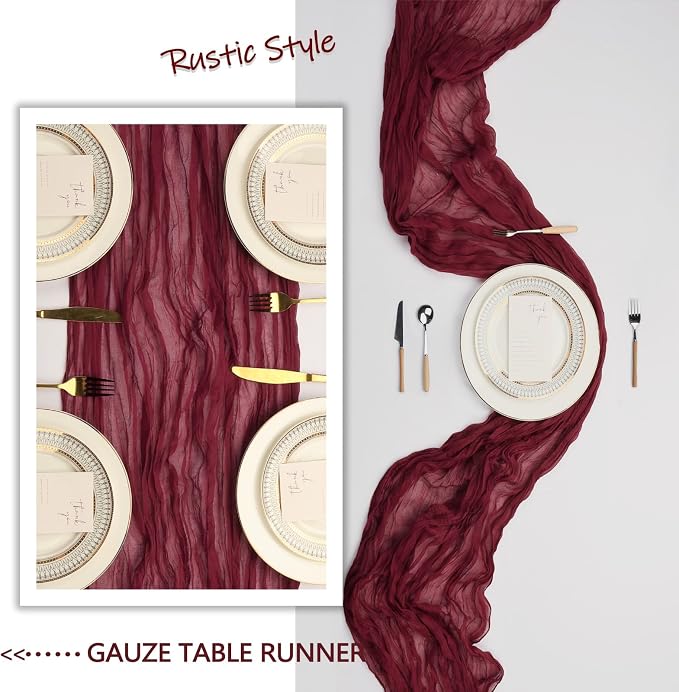 12 Pack Burgundy Cheesecloth Table Runner 10Ft Gauze Red Cheese Cloth Runner - Image 5