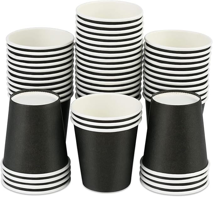Wuadua 50 Pack 3 oz Black Espresso Paper Cups - Sturdy and Leak-Proof for Parties, Events, Office, Home Use Disposable Mouthwash Cups - Ideal for Hot/Cold Drinks, Smooth Rim Design, Eco-Friendly