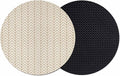 Simple Line Linen Texture Coasters Set of 2, Non-Slip Cup Coaster Mat by PIEPLE