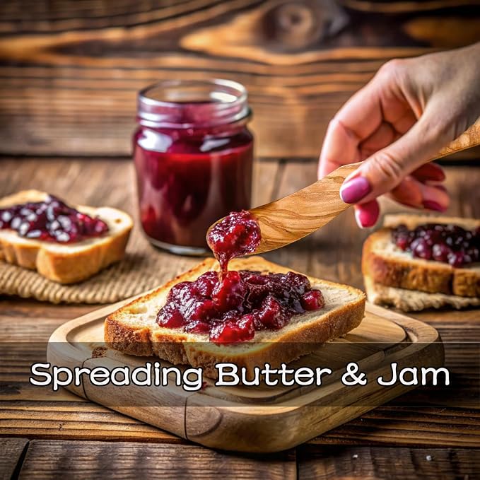 6.8 Inch Olive Wood Butter Knife Spreader, peanut butter on sandwiches - Image 5