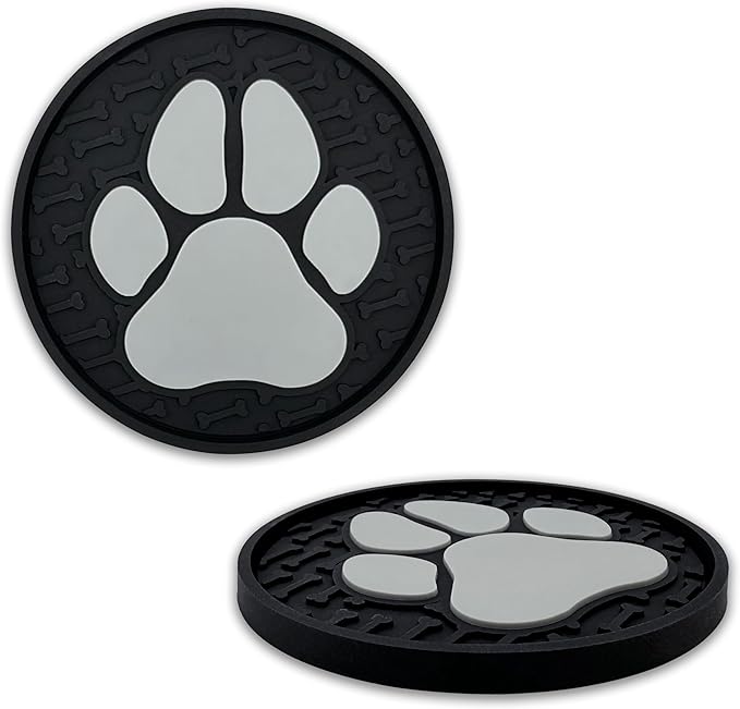 Paw Print Automotive 3D Textured Silicone Coasters (2.6" Diameter) | Universal Fit for All Cars, Trucks, SUVs & More | Non-Slip Durable | Set of 2