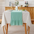 Spa Blue White Plaid Gingham Ruffle Table Runner 120 inches Long Christmas 100% by KMASANIJI