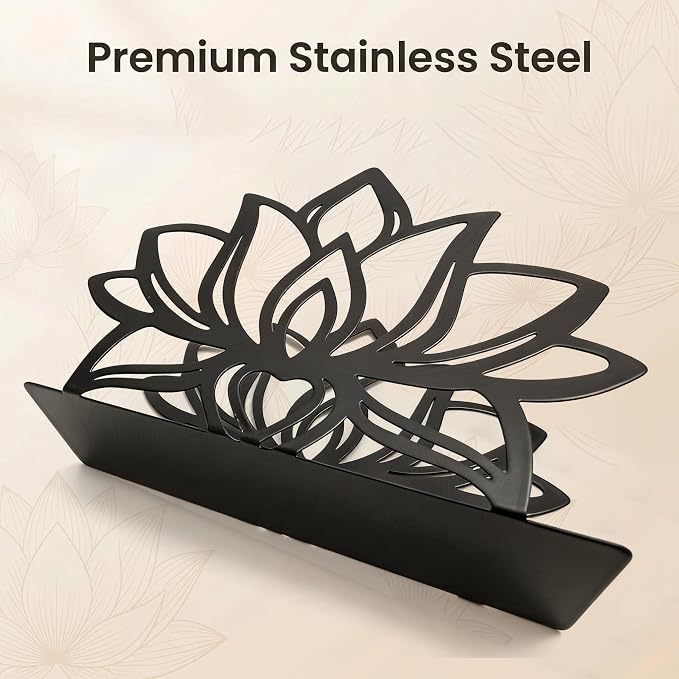 2Pack Lotus Napkin Holder for Table, Modern Metal Black Napkin Holders for - Image 6