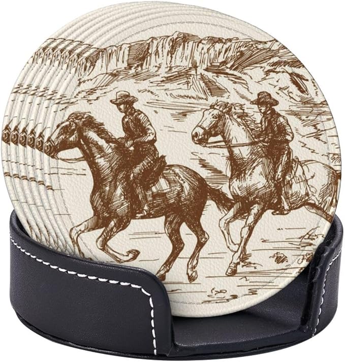 Western Desert Vintage Cowboy Coasters - Image 3