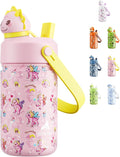 POWCAN 12 oz Kids Water Bottle: 2-in-1 Straw Spout Lid by POWCAN
