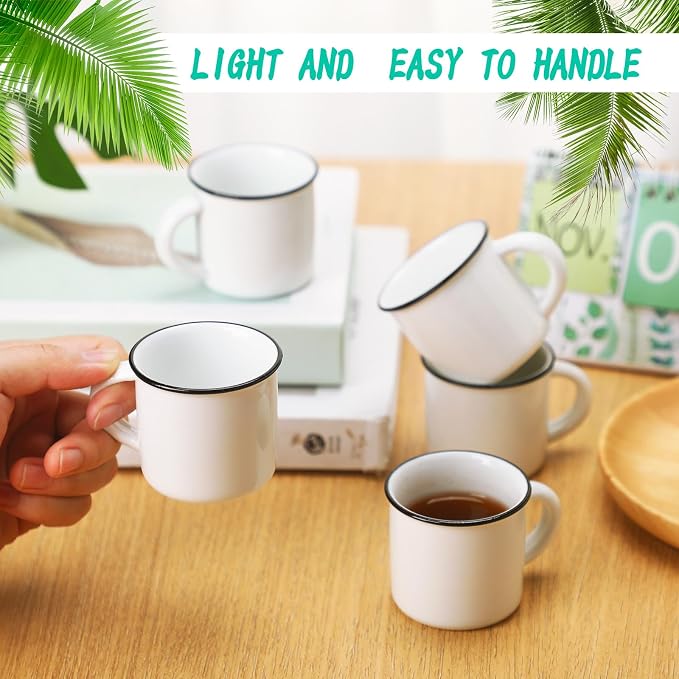 Uiifan 24 Pcs Ceramic White Coffee Mugs Bulk Vintage Espresso Mug Mini Tea Cups - Image 2