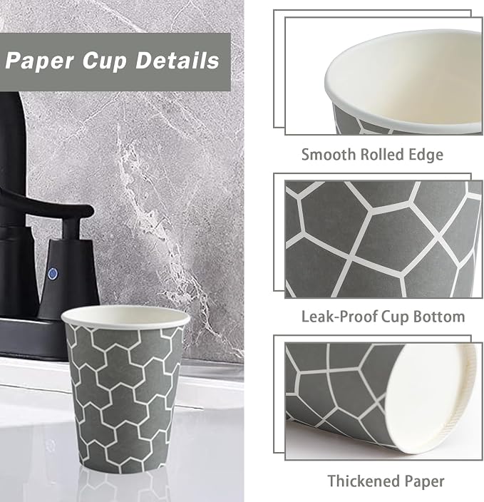 300 Pack 5oz Bathroom Paper Cups, Disposable Dixie Small Cups | Leak-Proof - Image 3