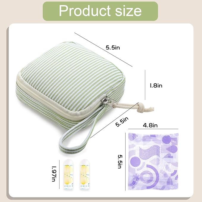 Corduroy Period Pouch for Women, Cute Sanitary Pad Pouch - Image 2