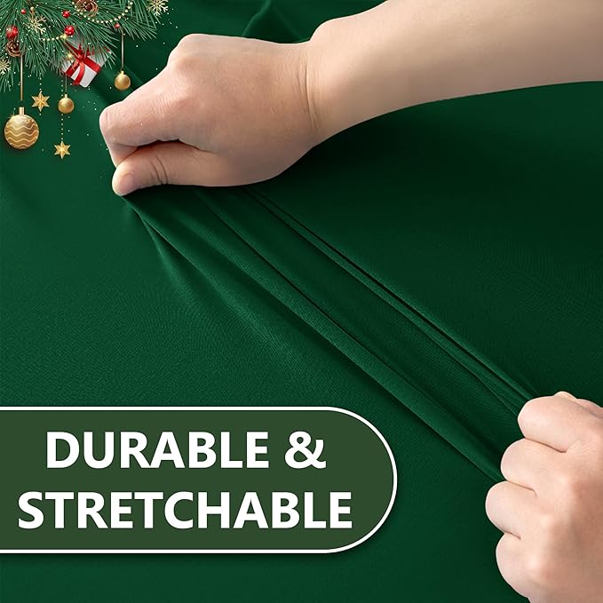 Table Cover for 6 Foot Rectangle Tables-6 Pack Hunter Green Fitted Stretch Tablecloth-Spandex 6ft Christmas Tablecloth for Party, Vendor Booth Display, Banquet Buffet Event, Craft Trade Show
