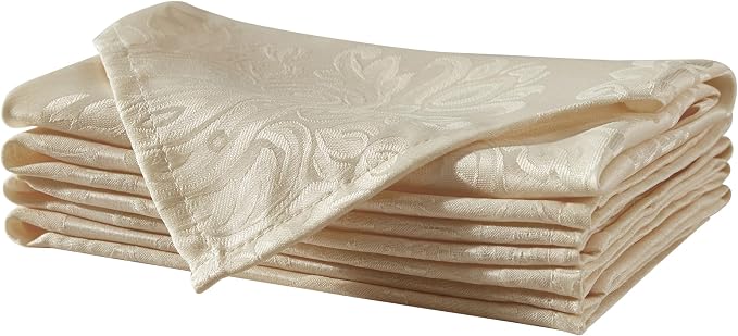 Newbridge Barcelona Luxury Damask Fabric Napkins, 100% Polyester, No Iron by HomeBargainsPlus
