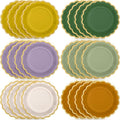 48 Pcs Nature Wedding Paper Plates 9 Inch Sage Green Purple Scalloped Paper Disposable Dinner Dessert Plates for Birthday Wedding Bridal Party Supplies, 6 Colors