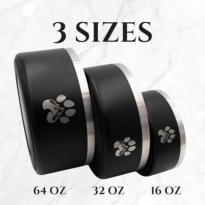 Stainless Steel Dog Bowl for Small-Large Dogs | Double Wall Insulated, Non-Slip Base Heavy Duty Water and Food Bowls for Dogs & Cats | Pet Safe BPA Free & Dishwasher Safe | 16 Oz - Khaki