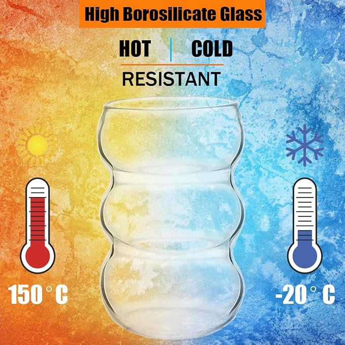 ALINK 16 oz Large Ribbed Glassware Drinking Glasses - Image 5