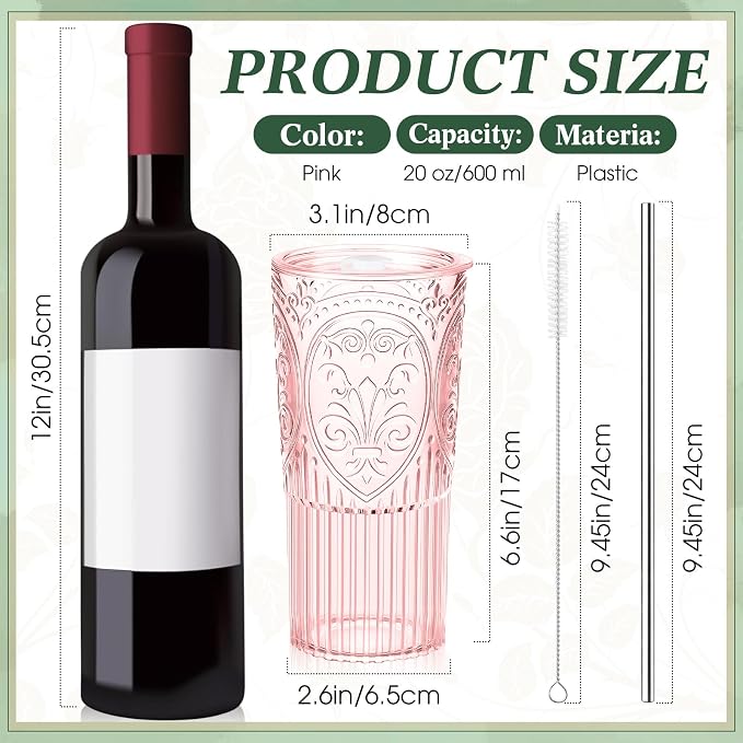 16 Set 20oz Vintage Plastic Tumbler - Image 2