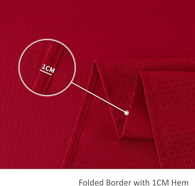 maxmill Square Tablecloth Weaved Texture Stain Resistant Waterproof Wrinkle Resistant Soft Table Cloth, Christmas Dinner Fabric Decoration for Dining Room Holiday Party, 52 x 52 Inch, Red