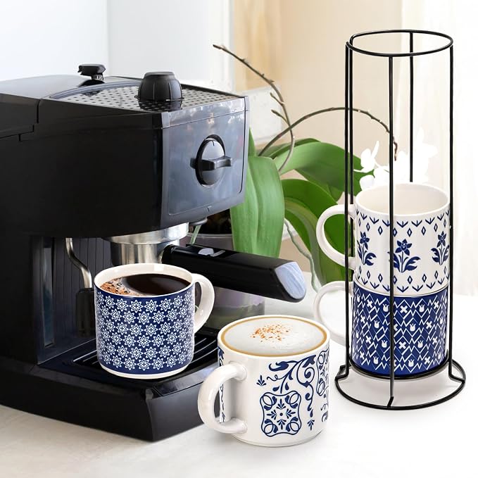 Eorbow 4 Pack Ceramic Coffee Mug Set - Image 6